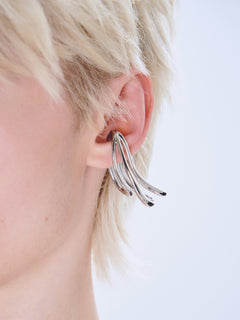 Stasis Ear Cuff in Silver worn on ear, profile view |Color:Silver