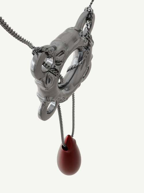 Swim Tube Necklace in Red, angled product view |Color:Red