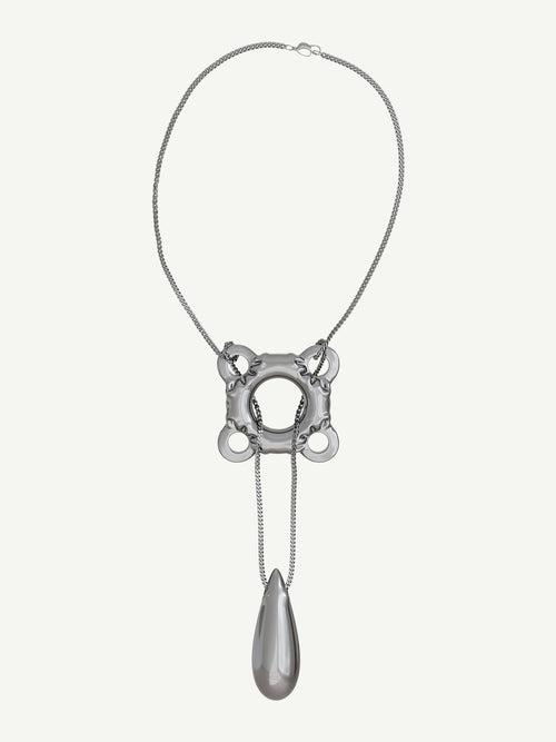 Swim Tube Necklace in Silver, full product view |Color:Silver