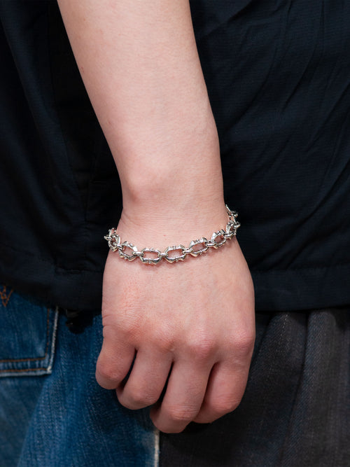 Tajilip Chain Bracelet in Silver worn on wrist, front view |Color:Silver