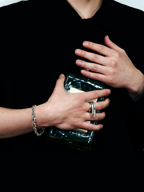 Tajilip Chain Bracelet in Silver worn on wrist, styled view |Color:Silver