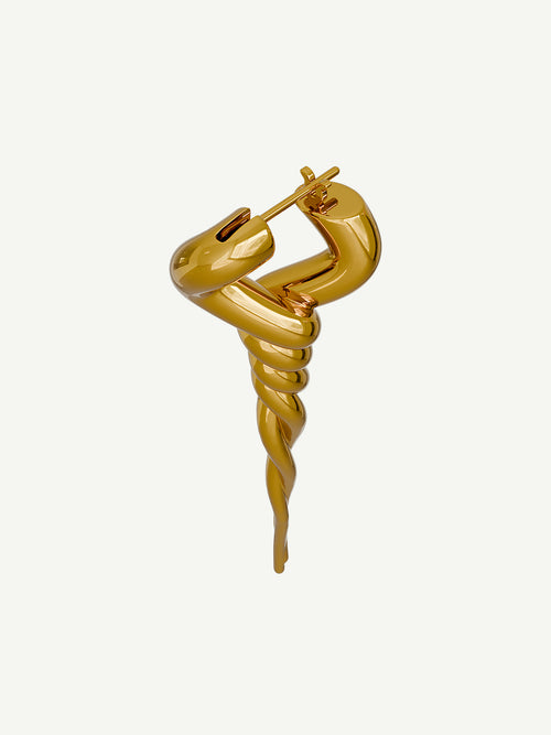 Tangle Earring Left in Gold, rear angled product view showing the post |Color:Gold