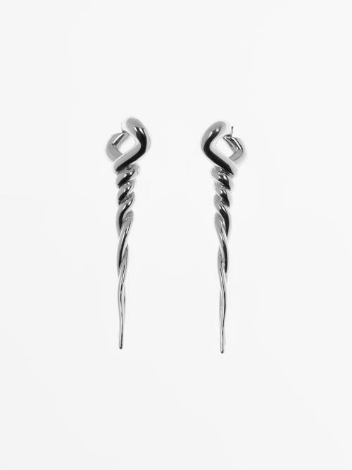 Tangle Earring Pair in Silver, full product view of both earrings |Color:Silver|Card:Primary
