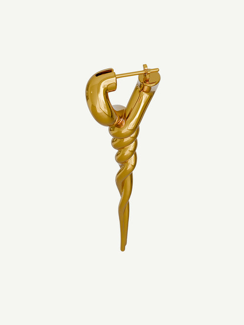 Tangle Earring Right in Gold, back angled product view |Color:Gold