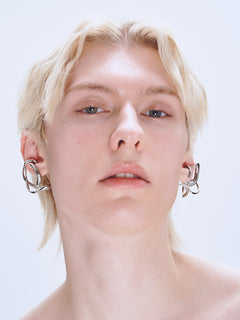 Tedium Ear Cuff in Silver worn on ear, front view |Color:Silver