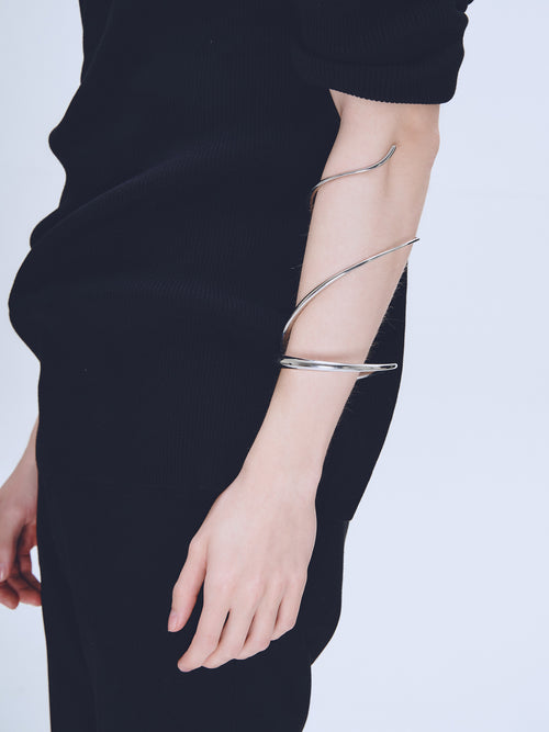 Writhe Bracelet in Silver worn on arm, alternate view |Color:Silver